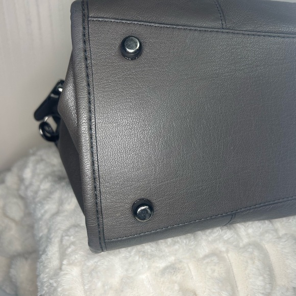 Coach Rhyder Gunmetal Metallic Leather Satchel - Picture 7 of 13